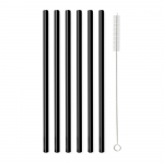 6 musta klaasist joogipillide komplekt, pikkus 20 cm. - Vialli Design