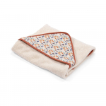 Kreem puuvillane beebir&auml;tik kapuutsiga 80x80 cm Pomme des Bois - Moulin Roty