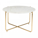 Valge-kuldne &uuml;mmargune marmorist plaadiga diivanilaud &oslash; 70 cm Timpa - White Label