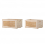 Dekoratiivsed puidust hoiukarbid naturaalses v&auml;rvitoonis, komplektis 2 tk 39x29x20 cm Piana - Bloomingville