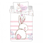 Valge-roosa puuvillane laste voodipesu 100x135 cm Bunny "Sweet" - Jerry Fabrics