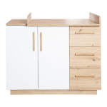 Valge tammespoonist m&auml;hkimisalusega laste kummut 118x103x79 cm Lion - Roba