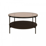 Pruun &uuml;mmargune kohvilaud klaasist pealispinnaga, &oslash; 84 cm Hassel - Unique Furniture