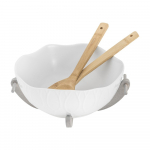 Valge kivist salatikaussi ja bambusest s&ouml;&ouml;giriistade komplekt Yin&Yang Yin&Yang - Villa Altachiara