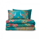 Sinakasroheline satiin-puuvillane voodipesu &uuml;heinimesevoodile 135x200 cm Xanadu Peacock - Matthew Williamson