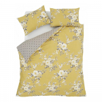 Kollane lillemotiiviga voodipesu, 200 x 200 cm. Canterbury - Catherine Lansfield