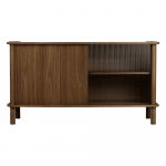 Pruun tammepuidust l&uuml;kandustega vitriinkapp 135x73,5x48 cm Italic - UMAGE