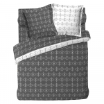 Valge-tumehall puuvillane voodipesu kahekohalisele voodile 240x220 cm Aristide - douceur d'int&eacute;rieur