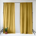 Kollane linane kardin 140x300 cm Lemon Curry - Linen Tales