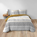 Kollane-valge puuvillane kaheinimese voodipesu/pikendatud 240x220 cm Chicago - douceur d'int&eacute;rieur