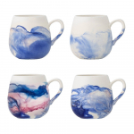 Valged/sinised kivikeraamikast tassid 4tk komplektis 250 ml Lyre - Bloomingville