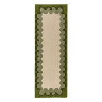 Roheline/naturaalne k&auml;sitsi kootud villane jooksja 80x230 cm Wiggle Wool - Flair Rugs