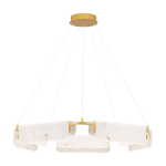 Kreemikas/messingv&auml;rvi LED-rippvalgusti marmorist dekooriga, h&auml;mardatav, &oslash; 93 cm Aider - Nova Luce