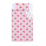Valge/roosa voodipesu &uuml;heinimesevoodile 135x200 cm Disco Cherries Stripes - Catherine Lansfield