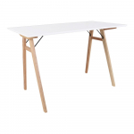 Valge laud pruunide jalgadega Kirjutuslaud, pikkus 120 cm Vojens - Bonami Essentials