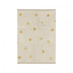 Ookerkollane-kreem pestav k&auml;sitsi kootud puuvillane laste vaip 120x160 cm Hippy Dots Honey - Lorena Canals