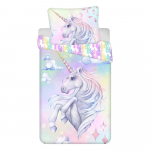 Puuvillane laste voodipesu &uuml;heinimesevoodile 140x200 cm Unicorn "Pastel Rainbow" - Jerry Fabrics