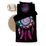 Must puuvillane &uuml;hekohalise voodi voodipesu 140x200 cm Porte Bonheur - douceur d'int&eacute;rieur