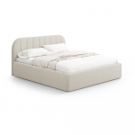 Beež polsterdatud kaheinimesevoodi, koos panipaiga ja restiga 160x200 cm Juno &ndash; Windsor & Co Sofas