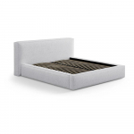 Helehall polsterdatud kaheinimesevoodi panipaigaga ja liistudest raamiga 140x200 cm Simon Olivia - Micadoni