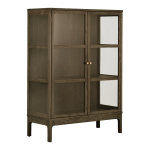 Tumepruun vitriinkapp tammepuust dekooriga 90x126x40 cm Zamora - House Nordic
