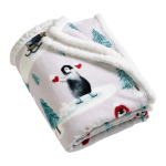 Valge j&otilde;ulumotiiviga tekk 170x130 cm Christmas Sherpa Penguins - Catherine Lansfield