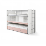 Valge/roosa nari/v&auml;ljat&otilde;mmatava osaga lastevoodi koos voodip&otilde;hjaga koos hoiuruumiga 90x200 cm Bonny &ndash; Vipack