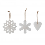 3 valge rippuva j&otilde;ulukaunistuse komplekt Otta - Bloomingville