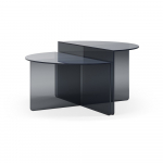 Hallist klaasist &uuml;mmargused kohvilauad, 2 tk komplektis &oslash; 80 cm Velta - MOME