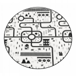 Must-valge pestav laste m&auml;nguvaip &oslash;100 cm In My Town - Mila Home