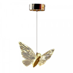 Kuldse v&auml;rvi metallist LED-ripplamp akr&uuml;&uuml;lklaasist varjuga, l&auml;bim&otilde;&otilde;duga 20 cm Myrna - Opviq lights