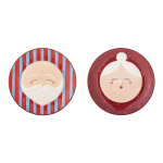 Punased j&otilde;ulumotiiviga kivikeraamilised desserttaldrikud, 2 tk, &oslash; 16 cm Granny &ndash; Bloomingville