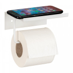 Valge isekinnituv metallist WC-paberi hoidja koos riiuliga Desulo - Wenko