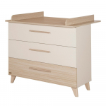 Kreem tammespoonist m&auml;hkimisalusega laste kummut 110x98x75 cm Sidney - Roba