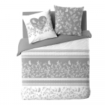 Valge-hall puuvillane voodipesu kaheinimesevoodile 200x200 cm Annie - douceur d'int&eacute;rieur