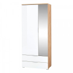 Valge tamme v&auml;rvi riidekapp koos peegliga 84x196 cm Telde - Germania