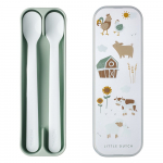 Valged-helerohelised plastikust laste s&ouml;&ouml;giriistad 2 tk Little farm - Mepal