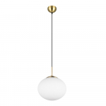 Valge-kuldne rippvalgusti klaasist varjuga &oslash; 30 cm Fomento - Trio