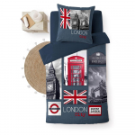 Tumesinine puuvillane &uuml;hekohalise voodi voodipesu 140x200 cm City London - douceur d'int&eacute;rieur