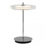 H&otilde;bedane terasest LED-lauavalgusti USB-pordiga ja klaasist varjuga (k&otilde;rgus 31 cm) Asteria Move - UMAGE