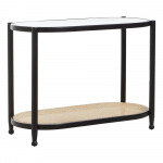 Must/naturaalne konsoollaud klaasist pealispinnaga 49x100 cm Cebu - Premier Housewares
