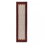 Burgundiapunane/naturaalne k&auml;sitsi kootud villane jooksja 60x230 cm Apex Border Wool - Flair Rugs