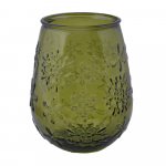 Roheline klaasist vaas j&otilde;ulumotiividega , k&otilde;rgus 13 cm Copos de Nieve - Ego Dekor