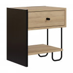 Must-puiduv&auml;rvi tammedekooriga &ouml;&ouml;kapp koos riiulitega Saturne - Marckeric