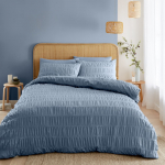 Sinine krepp voodipesu kaheinimesevoodile 200x200 cm Seersucker - Catherine Lansfield