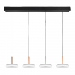 Must-valge-kuldne dimmerdatav LED rippvalgusti klaasist varjuga Celeste - Trio