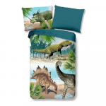 Roheline-sinine puuvillane laste voodipesu &uuml;heinimesevoodile 140x200 cm Dino - Good Morning