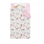 Roosa/kreem laste voodipesu 135x200 cm Happy Horses - Catherine Lansfield