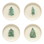 4 kreemjat magustoidutaldrikut komplektis j&otilde;ulumotiiviga, kivikeraamikast, &oslash; 16 cm Pacifica Christmas Tree - Casafina