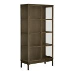 Tumepruun vitriinkapp tammepuust dekooriga 90x180x40 cm Zamora - House Nordic